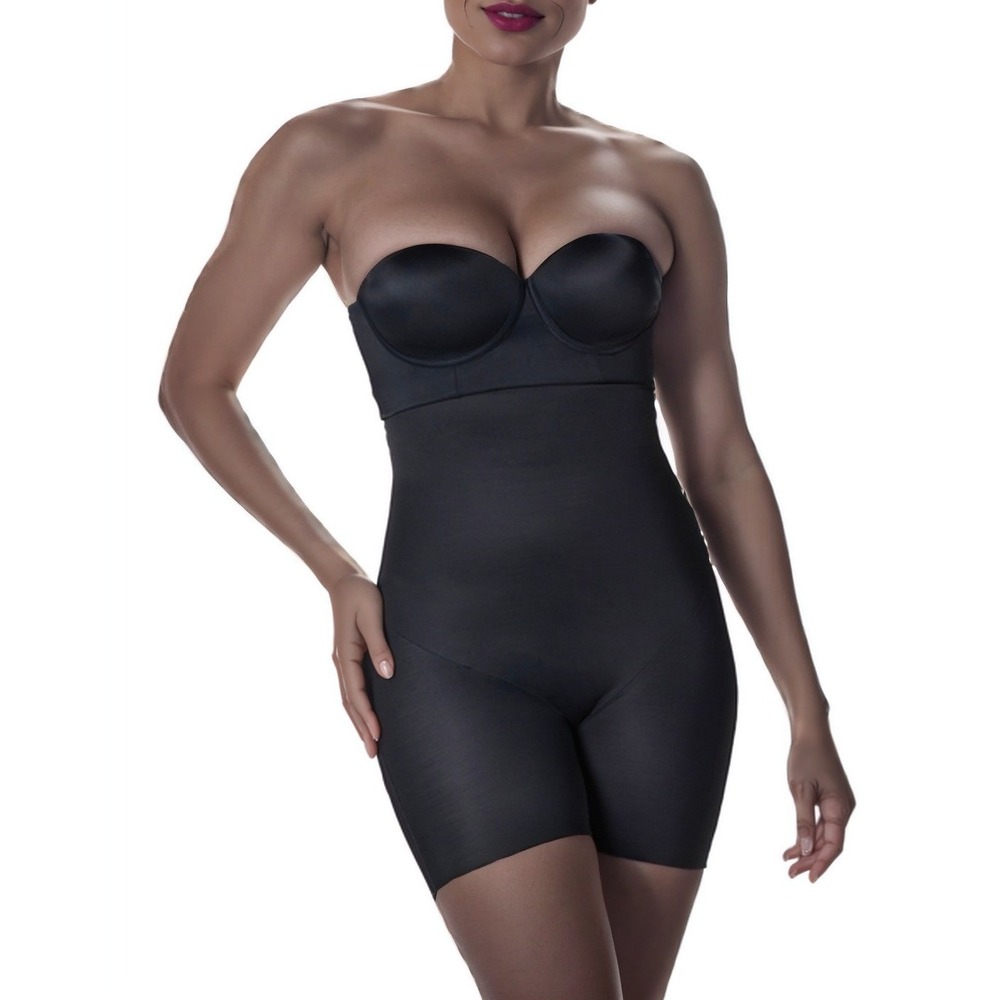 Leonisa Women‎ Strapless Body Shaper with Short Black Medium Sculpting Shapewear